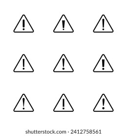 Exclamation danger sign. attention sign icon set. Hazard warning attention sign