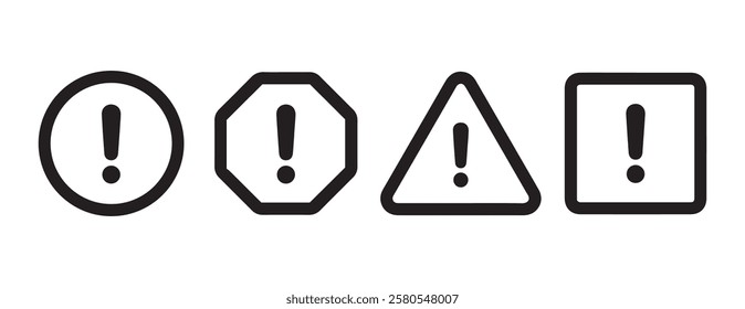 Exclamation danger sign. attention sign icon set. Hazard warning attention sign