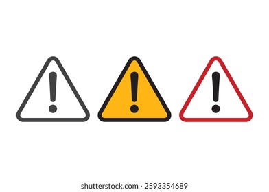Exclamation danger sign. attention sign icon set. Hazard warning attention sign