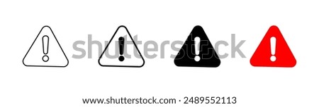 Exclamation danger sign. attention sign icon set. Hazard warning attention sign