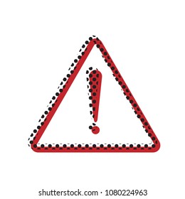 Exclamation danger sign. Flat style. Vector. Brown icon with shifted black circle pattern as duplicate at white background. Isolated.