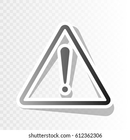 Exclamation danger sign. Flat style. Vector. New year blackish icon on transparent background with transition.