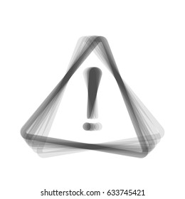 Exclamation danger sign. Flat style. Vector. Gray icon shaked at white background.