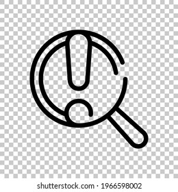 Exclamation danger sign, hazard warning, simple alert icon. Black editable linear symbol on transparent background