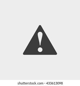 Exclamation danger sign icon in a flat design in black color. Vector illustration eps10