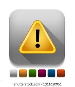 Exclamation danger sign With long shadow over app button