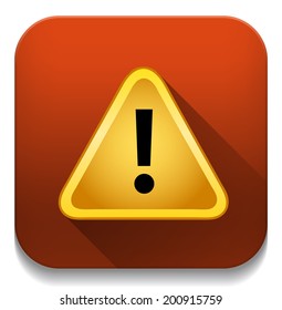 Exclamation danger sign With long shadow over app button