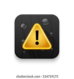 Exclamation danger sign With long shadow over app button