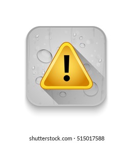 Exclamation danger sign With long shadow over app button
