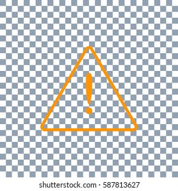 Exclamation danger sign on transparent background. Orange icon