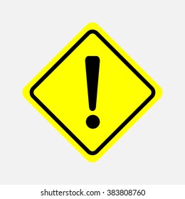 Exclamation danger sign - square on a yellow background