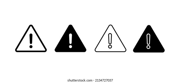 Juego de iconos vectoriales de peligro de exclamación. Atención, Signo de atención de advertencia de peligro en triángulo