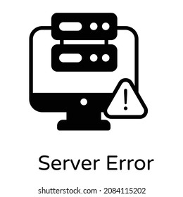 Exclamation with data server rack, icon of server error 