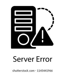 Exclamation error along with mainframe rack, server error icon 