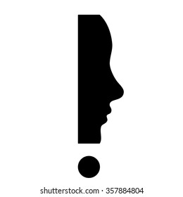 Exclamation Face Silhouette Vector