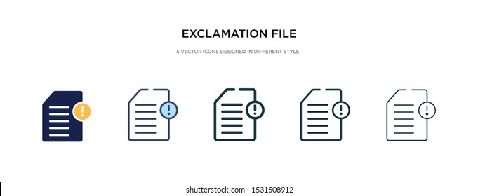 exclamation file icon in different style vector illustration. two colored and black exclamation file vector icons designed in filled, outline, line and stroke style can be used for web, mobile, ui