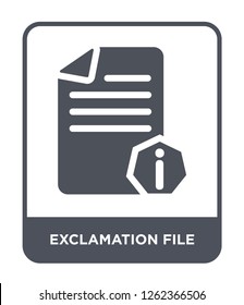 exclamation file icon vector on white background, exclamation file trendy filled icons from Ultimate glyphicons collection, exclamation file simple element illustration