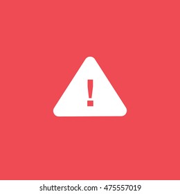 Exclamation Flat Icon On Red Background