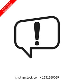 exclamation icon in bubble speech icon vector logo template