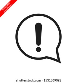 exclamation icon in bubble speech icon vector logo template