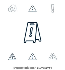 Exclamation icon. collection of 7 exclamation outline icons such as wet floor, warning. editable exclamation icons for web and mobile.