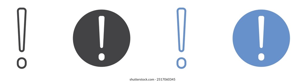 Conjunto de símbolos de línea plana de icono de exclamación.