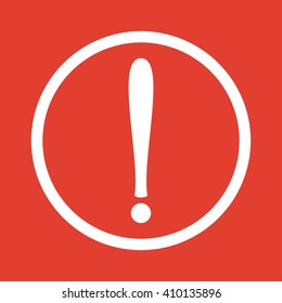 Exclamation icon on red background.
