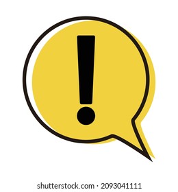 Ausrufezeichen in einem runden Callout. Vektorgrafik. Ein Symbol, das zur Vorsicht oder Warnung verwendet werden kann.