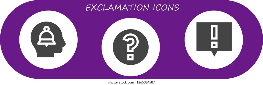  exclamation icon set. 3 filled exclamation icons. Simple modern icons about  - Alert, Question