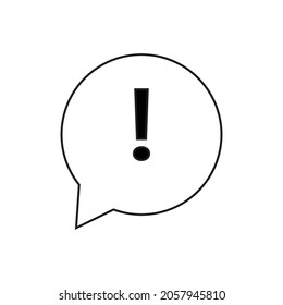 Icono de exclamación en burbuja de voz. Señal de atención. emblema de advertencia. Proceso de reflexión. Ilustración vectorial. Imagen de archivo. 
