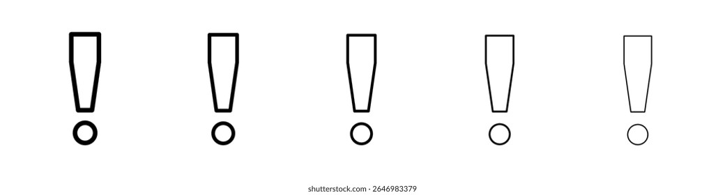 Exclamation icon thin flat outline style vector sign
