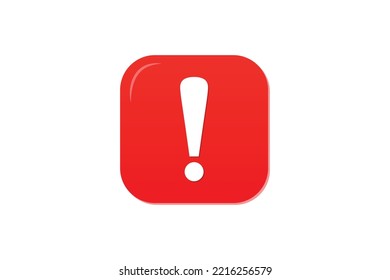 Exclamation icon with warning attention mark isolated on red circle