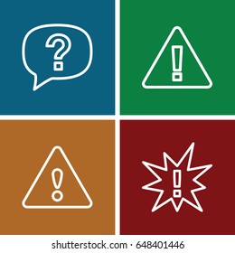 Exclamation icons set. set of 4 exclamation outline icons such as warning