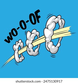 exclamation and inscription WOOOF vector illustration