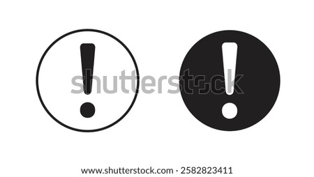 Exclamation interface filled and outlined icons vectors on white background