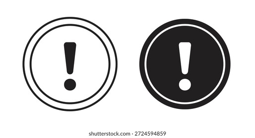 Exclamation interface icon with line and silhouette versions.