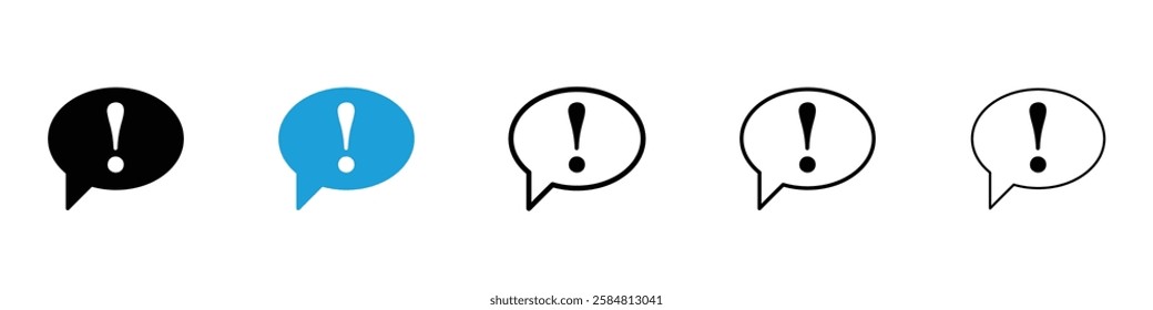 Exclamation interface icons collection vectors in black and blue