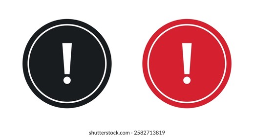 Exclamation interface icons set vectors black and colored style