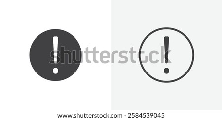 Exclamation interface icons vectors illustrations in black fill and liner versions