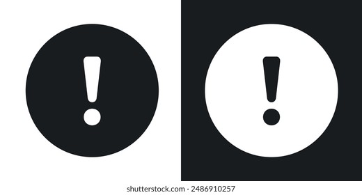 Exclamation interface vector icon set in solid black and white color