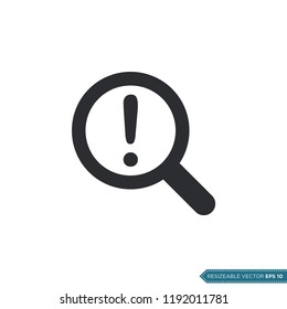 Exclamation Magnifying Glass , UI / UX Icon Vector Symbol Illustration Design