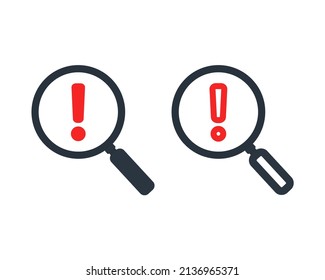 Exclamation magnifying glass. Vector illustration 
