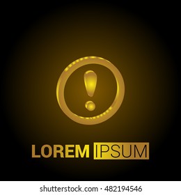 Exclamation Mark 3D Golden Metallic Premium Royal Corporate Logo / Icon