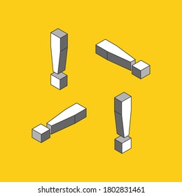 Ausrufezeichen 3d isometrisch abstrakt.