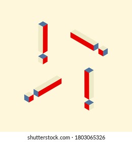 Exclamation mark 3d isometric abstract.