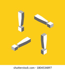 Exclamation mark 3d isometric abstract.