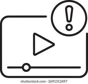 Exclamation mark alert play button video icon