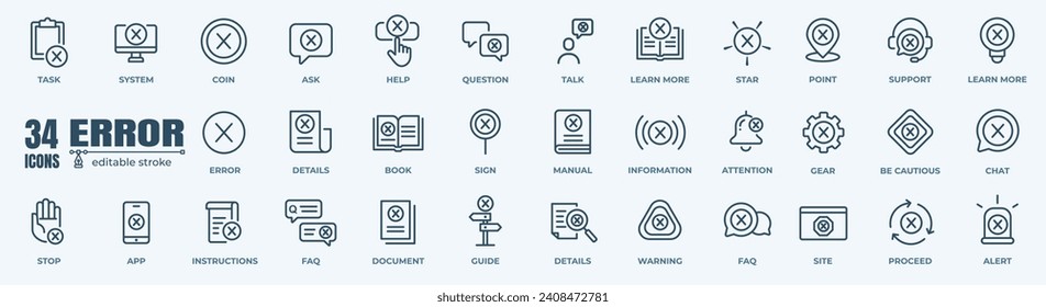 Exclamation mark, alert, warning and error line icons set, isolated on white, vector outline illustration, symbol logo design style