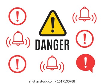 Exclamation mark. The attention icon. Danger symbol. Alert icon