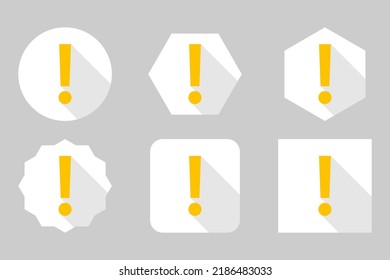 Exclamation mark, Attention sign, Caution icon, Hazard warning symbol, vector mark symbols Yellow style. Exclamation mark Icon Set.